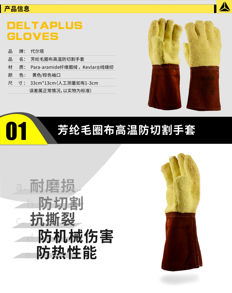加厚工业专业耐高温防切割隔热抗撕裂防护劳保手套(图1)